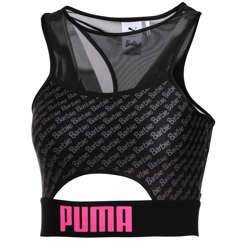 PUMA x BARBIE Women's Suede & Mesh Crop Top XS Black & Pink  New with ta…